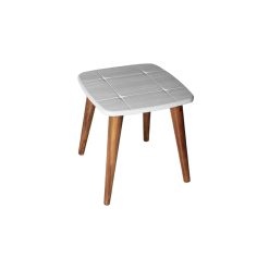 میز عسلی مربع منحنی طرح دار سفید کد D21-WH